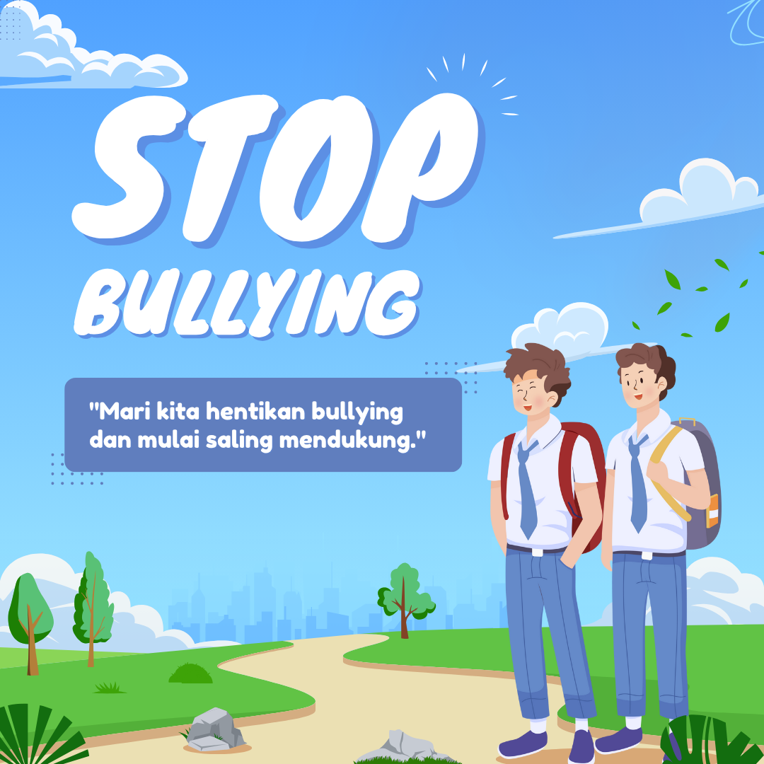 Blue Illustrative Bullying Educational Instagram Post