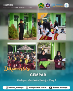 Humas Manepa || GEMPAR (Gebyar Merdeka Pelajar) Day 1 Meriahkan HUT RI, MAN Pacitan Resmi Buka Kegiatan GEMPAR (Gebyar Merdeka Pelajar) Hari Pertama PACITAN — Dalam rangka menyambut dan memeriahkan peringatan Hari Ulang Tahun (HUT) Kemerdekaan Republik Indonesia, Madrasah Aliyah Negeri (MAN) Pacitan menggelar kegiatan GEMPAR (Gebyar Merdeka Pelajar). Pembukaan acara yang berlangsung pada hari pertama ini ditandai dengan pemukulan gong secara simbolis di halaman madrasah. Kegiatan GEMPAR dirancang untuk membangkitkan semangat nasionalisme, mempererat tali silaturahmi, serta mengasah kreativitas dan sportivitas para siswa-siswi MAN Pacitan melalui serangkaian lomba. Melalui kegiatan ini, pihak madrasah berharap para siswa dapat meneladani nilai-nilai perjuangan para pahlawan, menguatkan rasa kebersamaan, serta terus mengukir prestasi positif baik di bidang akademik maupun non-akademik. Editor by : Tim Media Madrasah